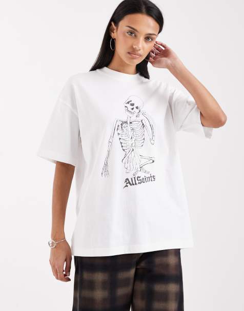 AllSaints – Etta – T-Shirt in Weiß mit Schlangenkopf-Grafik auf dem Rücken - view 1