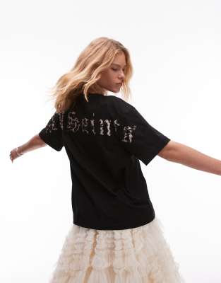 AllSaints - Etta - T-Shirt mit Aufnäher-Schwarz