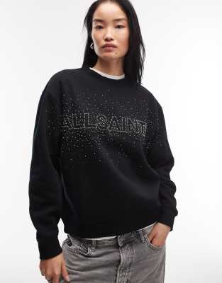 AllSaints - Etta - Verziertes Sweatshirt in Schwarz
