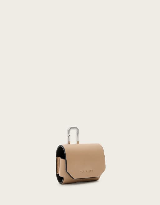 AllSaints - Étui hexagonal pour AirPods - Marron vison