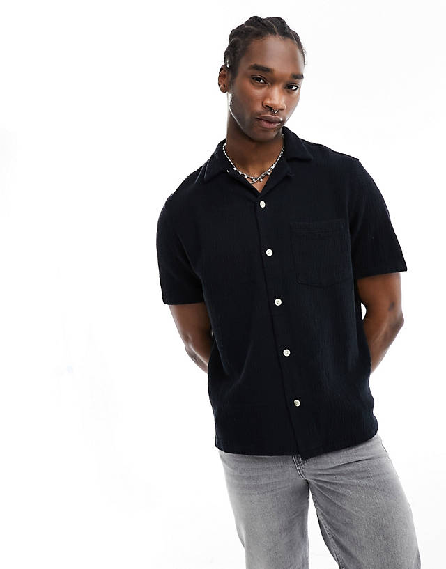 AllSaints - eularia short sleeve shirt in black