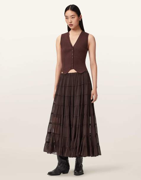 AllSaints – Eva – Rock in Flaschenbraun - view 1