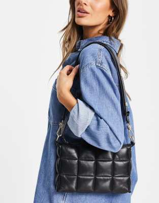 AllSaints - Eve - Borsa a tracolla trapuntata in pelle, colore nero