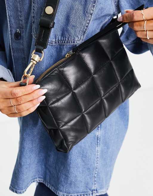 AllSaints Eve quilted leather cross-body bag in black