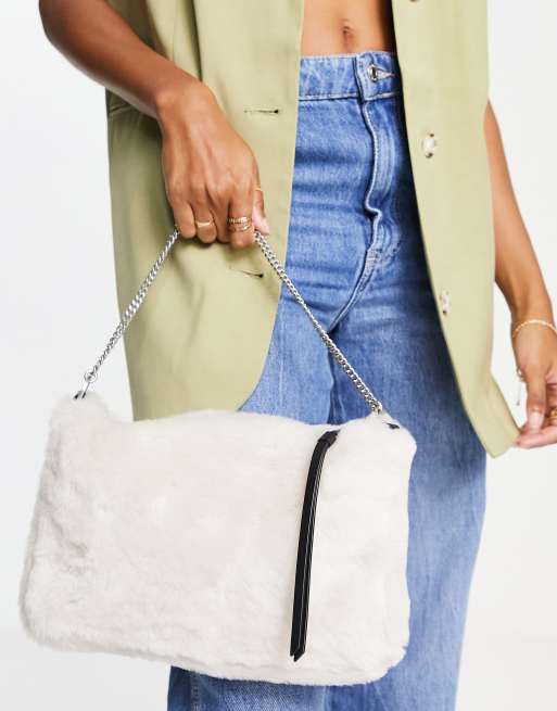 AllSaints - Eve - Sac bandoulière en imitation peau de mouton - Blanc, 3 de 4