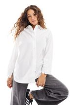 Vila long line shirt with long sleeves in white | ASOS