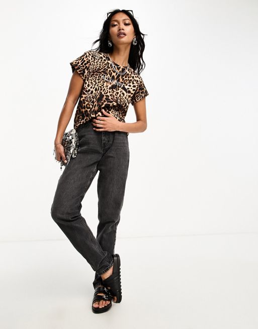ALLSAINTS Ella Evita Leopard Lace Dress in Animal Brown