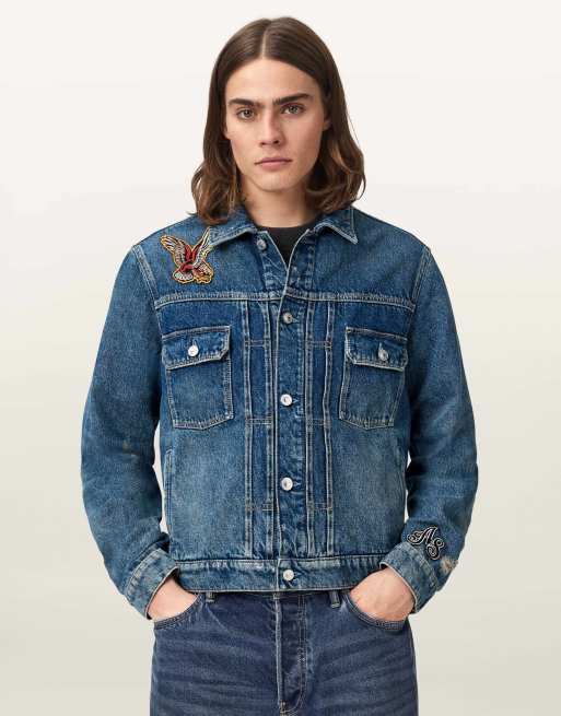 AllSaints - Exile - Veste à écusson - Indigo délavé, 4 de 7