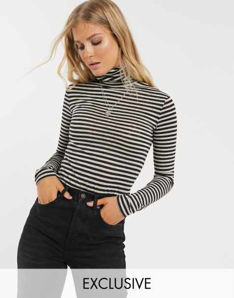 AllSaints – Exklusives, gestreiftes Oberteil mit Rollkragen