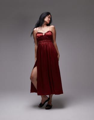 Allsaints Faelyn Dress In Burgundy