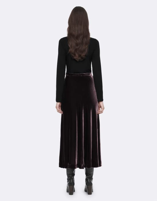 AllSaints falda Nalia en terciopelo berenjena, 4 de 7