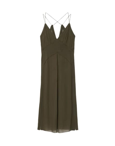 AllSaints Fawn jurk in gewassen kaki groen - view 1