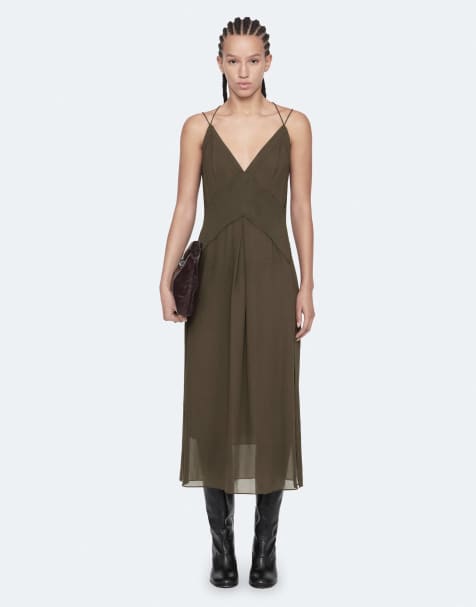 AllSaints Fawn Kleid in gewaschenem Khakigrün - view 1