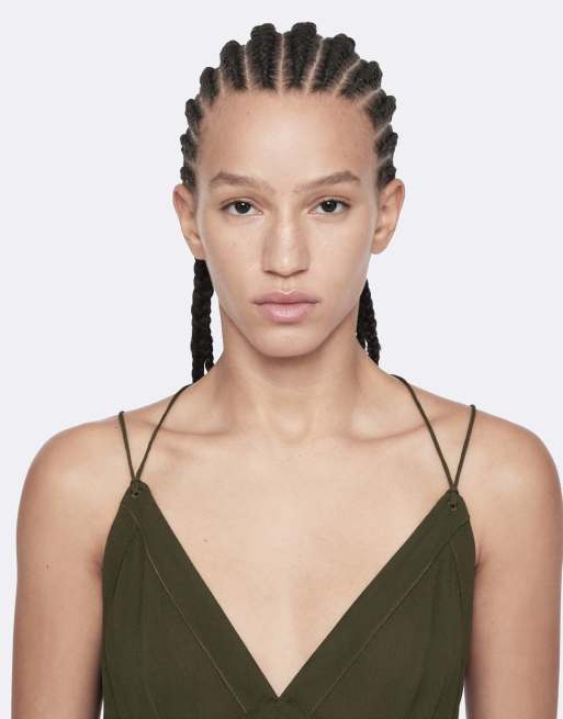 AllSaints Fawn Kleid in gewaschenem Khakigrün, 3 von 6