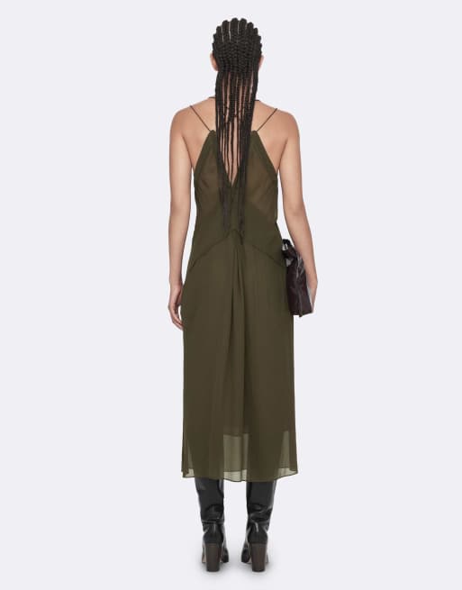 AllSaints Fawn Kleid in gewaschenem Khakigrün, 2 von 7
