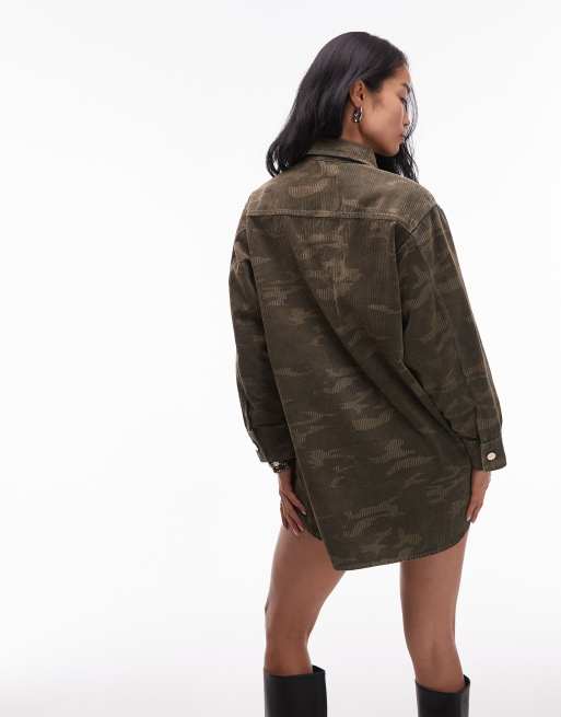 AllSaints - Faye - Grøn kjole med velourisering og camouflagemønster , 3 af 4