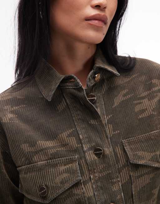 AllSaints - Faye - Grøn kjole med velourisering og camouflagemønster , 4 af 4