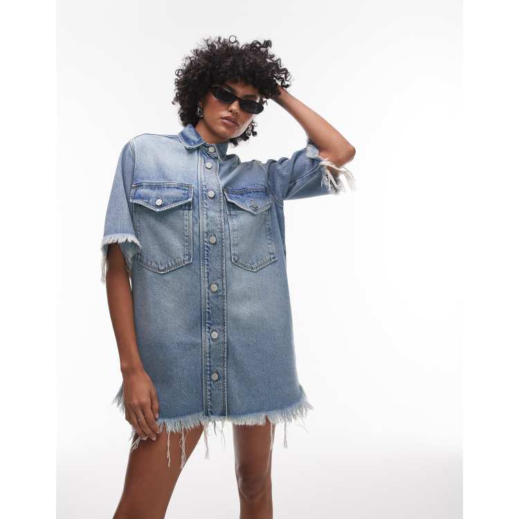 white christmas dresses Rylie White Denim Strapless Fringe Mini Dress main image 0