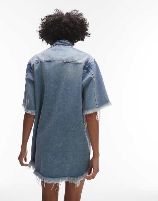 white christmas dresses Rautha Denim Mini Dress | Mid Wash | Womens main image 1