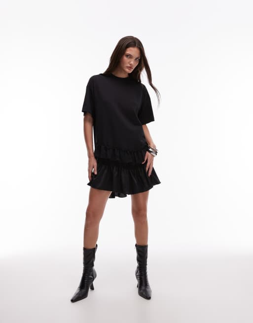 AllSaints – Fayre – Kurzärmliges Minikleid in Schwarz mit Rüschen , 3 von 4