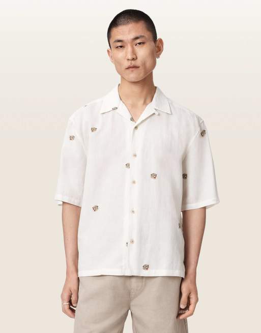 AllSaints - Feline - Overhemd met korte mouwen in ecru, 3 van 6
