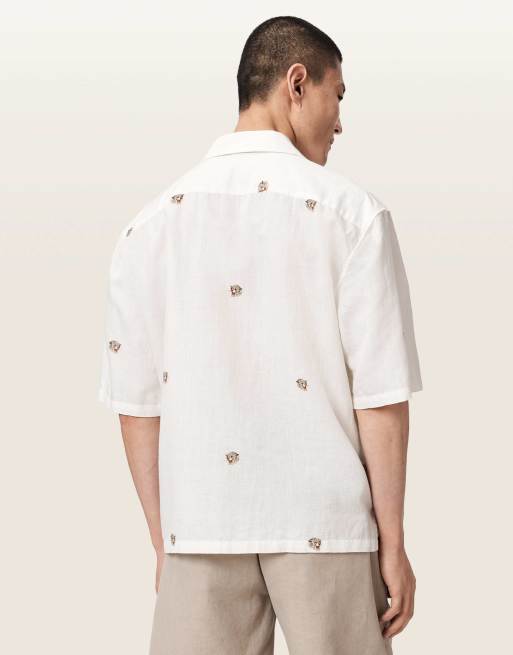 AllSaints - Feline - Overhemd met korte mouwen in ecru, 5 van 6