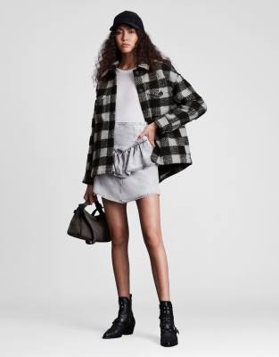 allsaints black and white coat