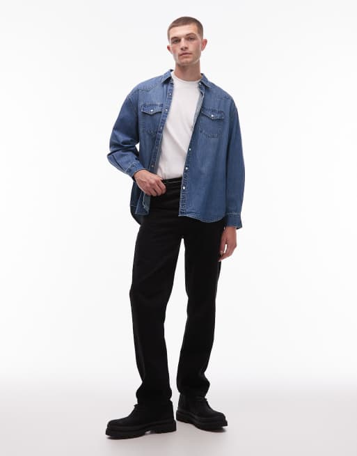 Allsaints Fenton denim shirt in light wash - MBLUE, 2 of 5