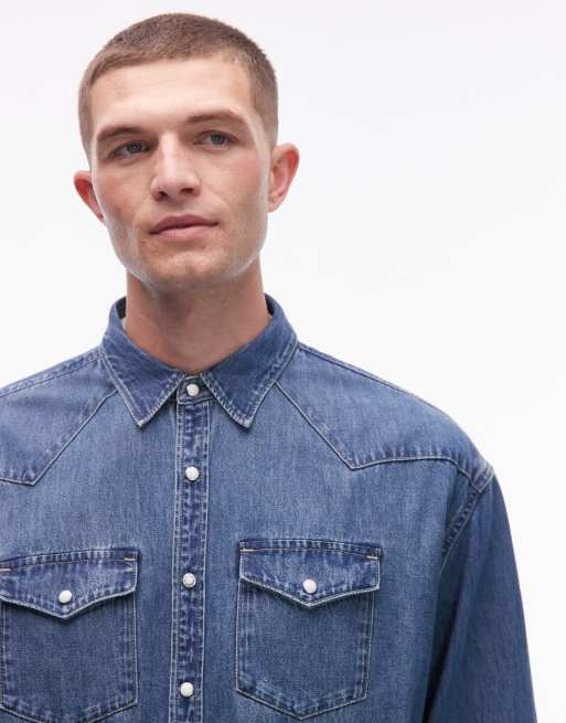 AllSaints Fenton denim shirt in light wash, 5 of 5