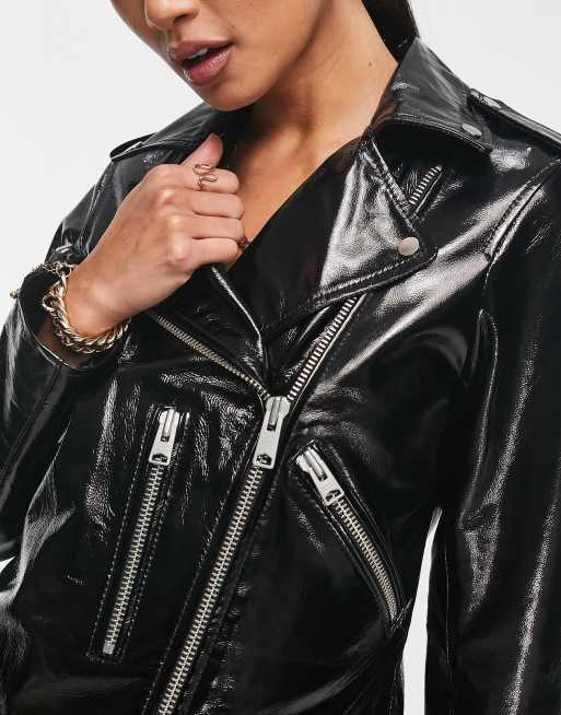 Shiny biker jacket sale