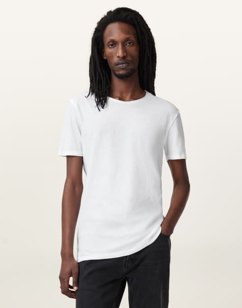 AllSaints – Figure – Kurzärmliges T-Shirt in optischem Weiß mit Rundhalsausschnitt - view 1