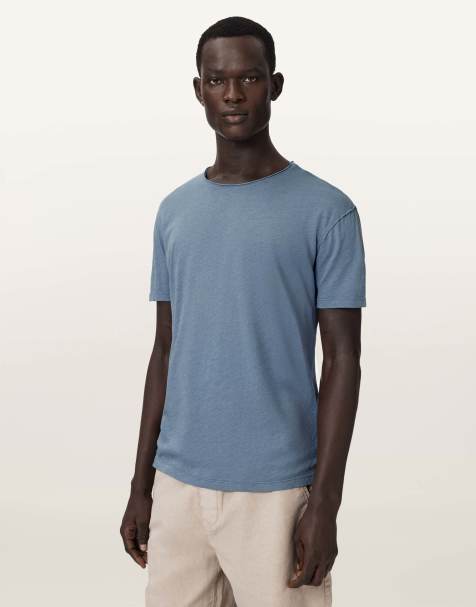 AllSaints – Figure – Kurzärmliges T-Shirt in Wellenblau mit Rundhalsausschnitt - view 1