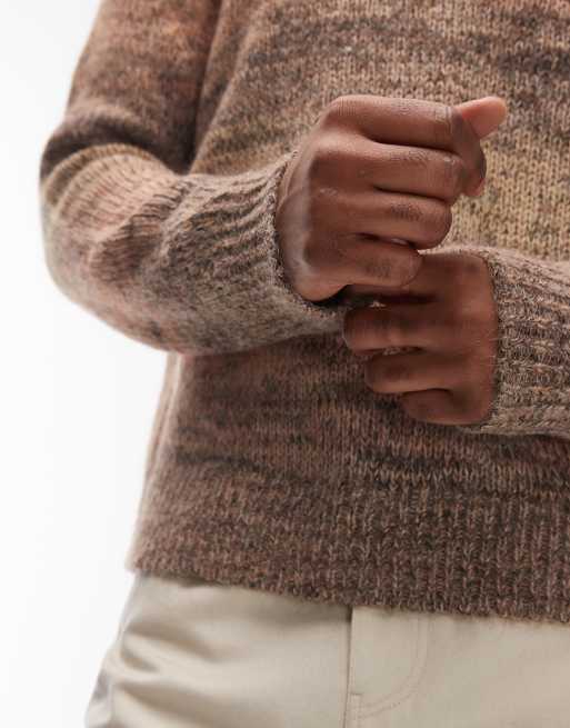 AllSaints – Finch – Brunrandig, stickad tröja med rund halsringning, 5 av 5