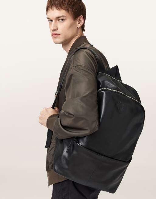 AllSaints Finn leather backpack in black, 2 of 4