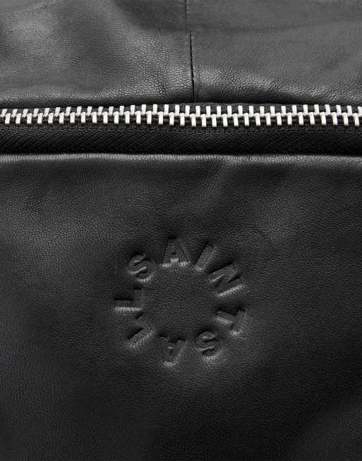 AllSaints Finn leather backpack in black, 4 of 4