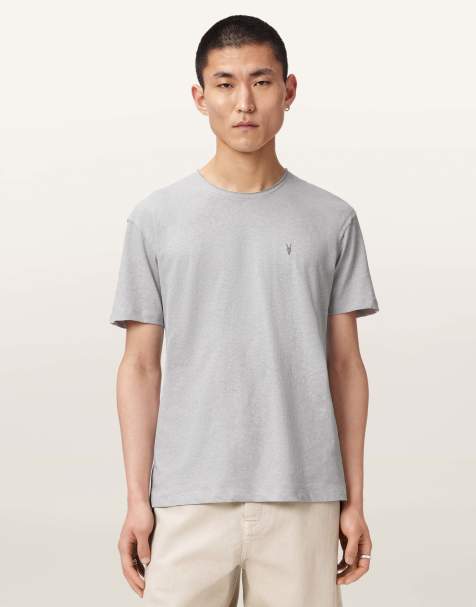 AllSaints - Flax - T-shirt met ronde hals en korte mouwen in kiezelgrijs - view 1