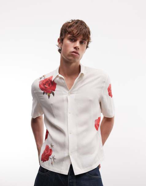 AllSaints - Fleur Fazed - Camisa blanca de manga corta con estampado de fresas de mezcla de lino - view 1