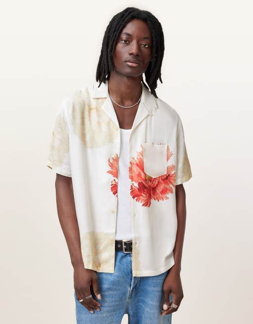 AllSaints – Fleur – Kurzärmliges Hemd in Weiß