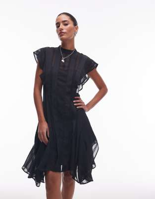 Allsaints fleur texture dress in black - view 1