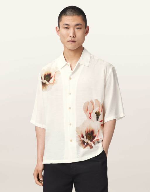 AllSaints - Floraison - Camisa color crudo de manga corta