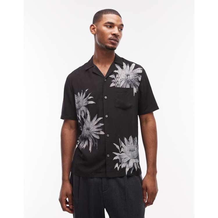 DAISY SHIRT シャツ AllSaints Floraze short sleeve daisy print shirt in black | ASOS