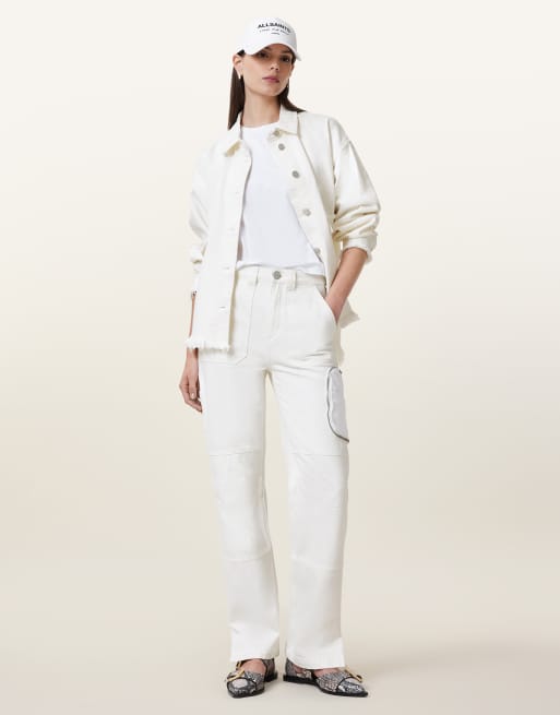 AllSaints – Florence – Cargo-Jeans in gebrochenem Weiß