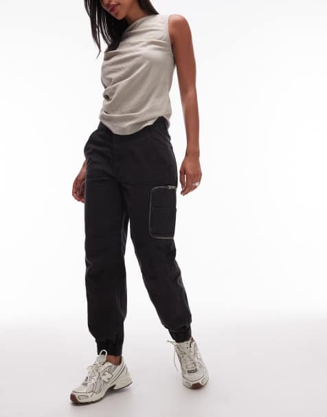 Allsaints Florence cuffed jogger trouser in black - BLACK