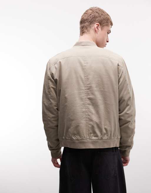 AllSaints - Forres - Bomberjack met rits en logo in beige, 3 van 5
