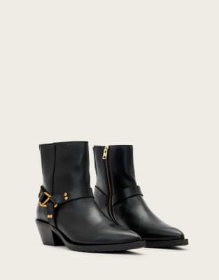 AllSaints - Fox - Stiefel in Schwarz mit Karabinerhaken