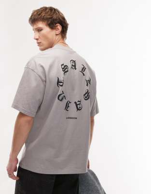 Fraktur oversized t-shirt in stone-Neutral