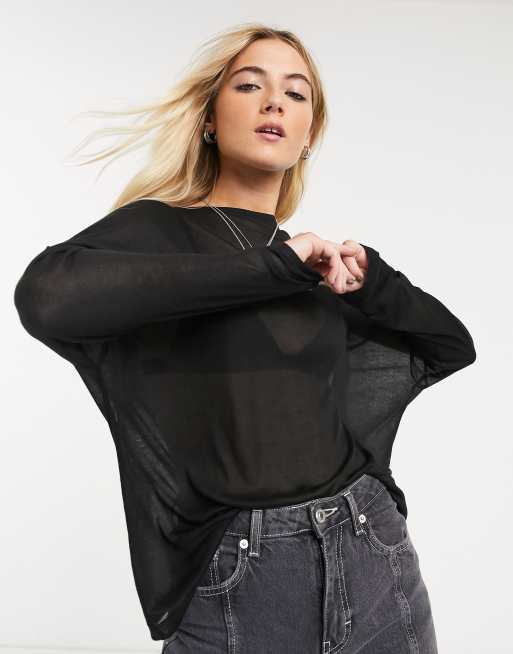 AllSaints francesco rita oversize long sleeve t-shirt in black