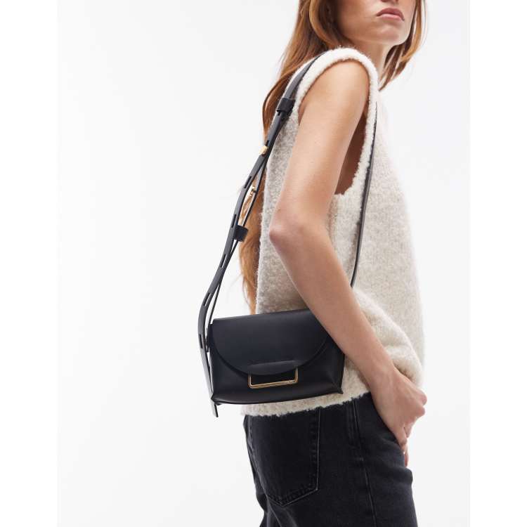 AllSaints Francine leather crossbody bag in black ASOS