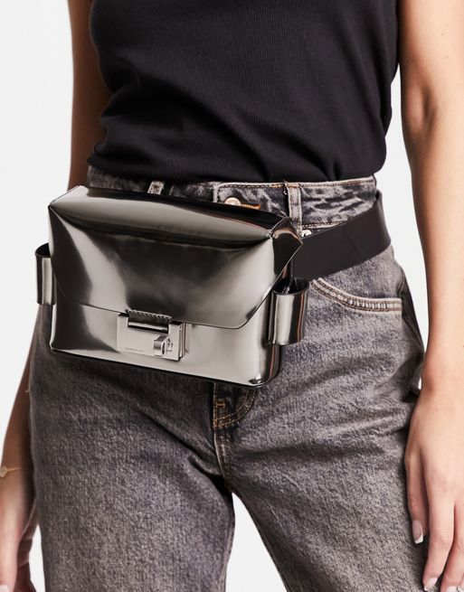 AllSaints Frankie Metallic Leather Convertible Crossbody Bag