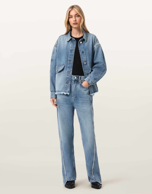 AllSaints - Frankie - Jeans met studs in vintage indigo